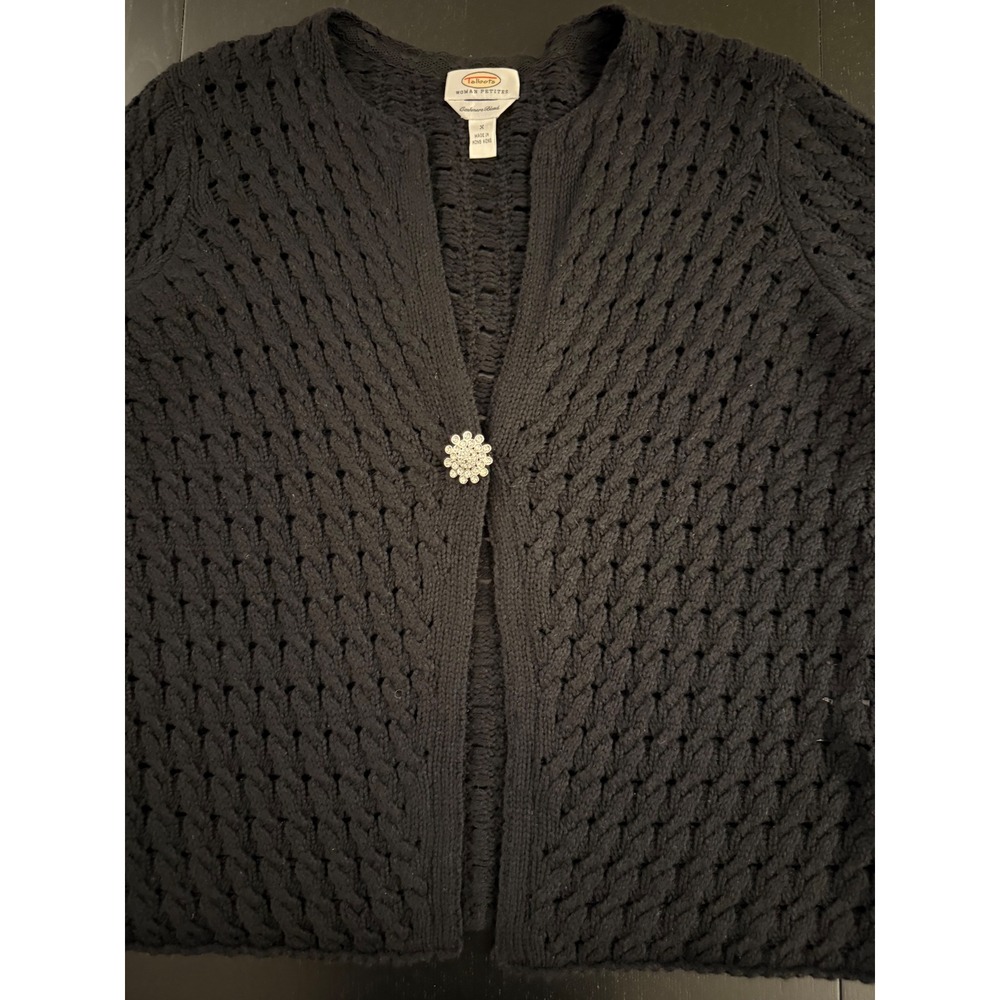VTG Talbot Woman Cashmere Silk‎ Jeweled Cardigan Sweater Womens Size X Black